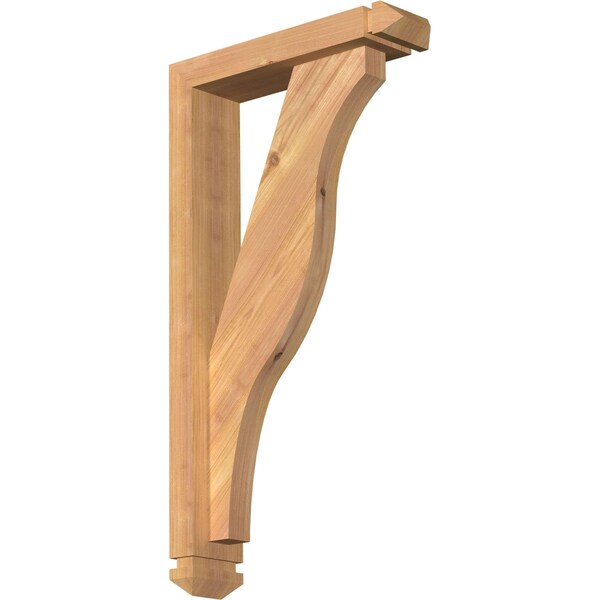 Ekena Millwork Funston Arts and Crafts Smooth Bracket w/ Offset Brace, Western Red Cedar, 3 1/2"W x 14"D x 26"H BKT0402X14X26FST03SWR - main